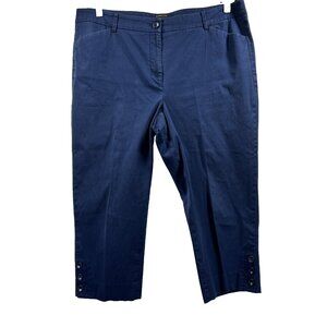 Talbots Perfect Skimmer Size 16 Solid Blue Buttons Zipper Stretch Capri Stretch